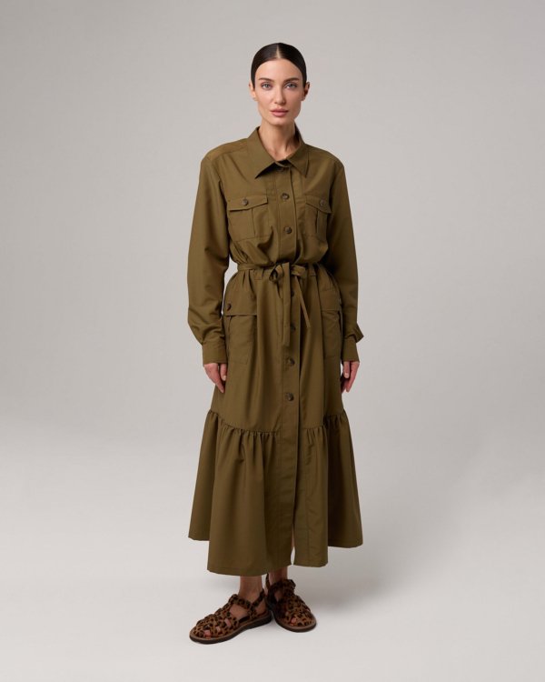 Платье DOLCE VITA из хлопка, хаки — Модный дом JULIAKISELEVA