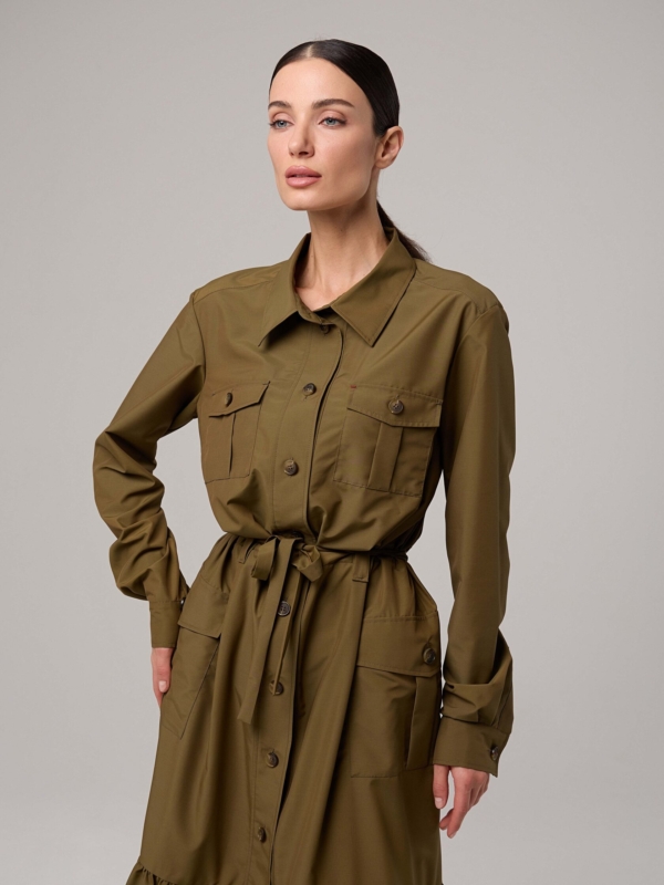 Платье DOLCE VITA из хлопка, хаки — Модный дом JULIAKISELEVA